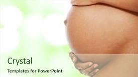  Presentation with pregnant woman - Presentation featuring pregnant woman belly over green background and a cream colored foreground