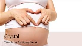  Presentation with pregnant - Slide deck consisting of pregnant woman belly with heart background and a coral colored foreground