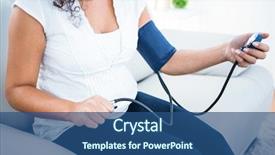  Presentation with blood pressure - Cool new presentation design with pregnant woman checking blood backdrop and a  colored foreground