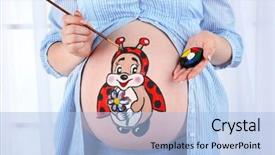  Presentation with pregnant woman - Presentation design having pregnant woman decorated her belly background and a  colored foreground