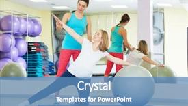  Presentation with coach - Slide set having pregnant woman doing fitness ball exercise with coach background and a teal colored foreground