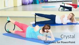  Presentation with coach - Colorful slide deck enhanced with pregnant-woman-doing-fitness-exercise backdrop and a light blue colored foreground