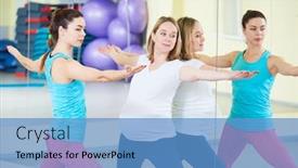  Presentation with coach - Presentation theme having pregnant woman doing fitness exercise with coach background and a teal colored foreground