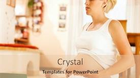  Presentation with pregnant - Beautiful presentation theme featuring pregnant woman doing pregnancy yoga sitting on the floor in her home backdrop and a lemonade colored foreground
