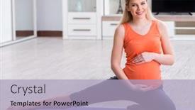  Presentation with exercise sport - Slide deck enhanced with pregnant-woman-doing-sport-exercise background and a light blue colored foreground