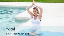  Presentation with pregnant woman - Theme consisting of pregnant woman doing yoga next background and a sky blue colored foreground