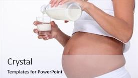  Presentation with pregnant - Audience pleasing theme consisting of pregnant woman drinking milk backdrop and a sky blue colored foreground
