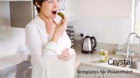  Presentation with pickle - Cool new PPT theme with pregnant woman eating a pickle at home in the kitchen backdrop and a mint green colored foreground