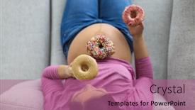  Presentation with cravings - Slide deck with pregnant-woman-eating-sweet-donuts background and a coral colored foreground