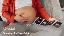  Presentation with baby ultrasound - Slide set consisting of pregnant-woman-enjoying-future-motherhood background and a gray colored foreground