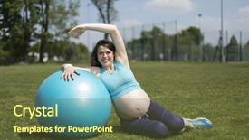  Presentation with pregnant woman cleaning - Audience pleasing PPT layouts consisting of pregnant woman excercises with gymnastic backdrop and a  colored foreground