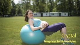  Presentation with pregnant woman - PPT theme consisting of pregnant woman excercises with gymnastic background and a  colored foreground