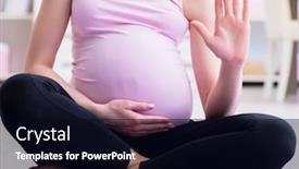  Presentation with woman child - Presentation design having pregnant woman exercising in anticipation of child birth background and a black colored foreground
