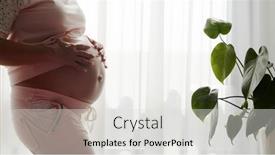  Presentation with pregnant woman - Theme having pregnant-woman-expecting-a-baby background and a light gray colored foreground