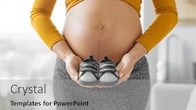  Presentation with gender reveal - PPT theme with pregnant-woman-expecting-baby-boy background and a light gray colored foreground