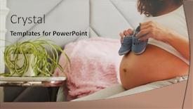  Presentation with prenatal care - PPT theme having pregnant-woman-expecting-twins-pregnant background and a light gray colored foreground