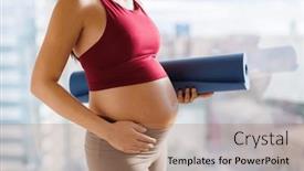  Presentation with prenatal - PPT theme having pregnant-woman-going-to-prenatal background and a coral colored foreground