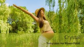  Presentation with eco friendly environment - Slide deck with pregnant-woman-happy-excited background and a  colored foreground