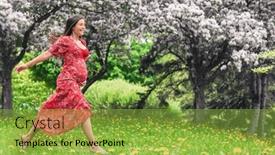  Presentation with pregnant mother - PPT theme consisting of pregnant-woman-happy-joyful-running background and a  colored foreground