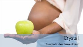  Presentation with pregnant - Beautiful presentation design featuring pregnant woman holding apple backdrop and a light blue colored foreground