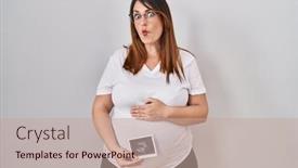  Presentation with pregnant woman - Presentation design having pregnant-woman-holding-baby-ecography background and a coral colored foreground