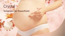  Presentation with pregnant - Amazing presentation having maternity - pregnant woman holding cream backdrop and a lemonade colored foreground