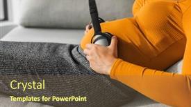  Presentation with baby sitting - PPT theme consisting of pregnant-woman-holding-headphones background and a tawny brown colored foreground