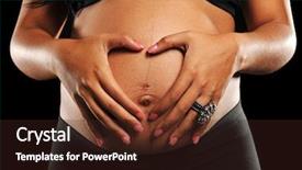  Presentation with pregnant woman - PPT theme enhanced with pregnant woman holding her belly background and a wine colored foreground
