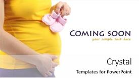  Presentation with pregnant woman - Presentation featuring pregnant woman holding pink baby background and a white colored foreground