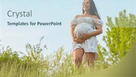  Presentation with pregnant mom - PPT layouts featuring pregnant-woman-holding-showing-belly background and a sky blue colored foreground