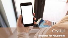  Presentation with pregnant woman - Presentation theme having pregnant-woman-holding-the-mobile background and a coral colored foreground