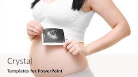  Presentation with ultrasound - PPT layouts with pregnant woman holding ultrasound photo on white background closeup background and a lemonade colored foreground
