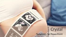  Presentation with pregnant woman - Beautiful slide deck featuring pregnant woman holding ultrasound scan backdrop and a  colored foreground
