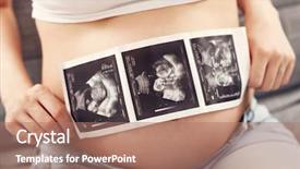  Presentation with pregnant - Cool new PPT layouts with pregnant woman holding ultrasound scan backdrop and a coral colored foreground