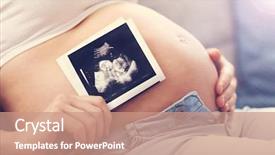  Presentation with pregnant woman - Beautiful theme featuring pregnant woman holding ultrasound scan backdrop and a coral colored foreground