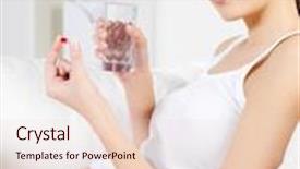  Presentation with clean water - Slide deck enhanced with pregnancy medicine - pregnant woman holds a medical background and a lemonade colored foreground