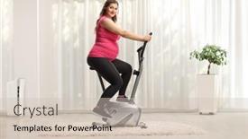  Presentation with exercise bike - PPT theme having pregnant-woman-in-a-pink background and a soft green colored foreground
