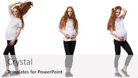  Presentation with pregnant woman - Audience pleasing slides consisting of pregnant woman in composite image isolated on white backdrop and a light gray colored foreground