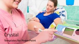 Presentation with drug delivery - Colorful PPT theme enhanced with pregnant woman in delivery backdrop and a coral colored foreground