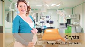  Presentation with operating room - Slide deck enhanced with pregnant woman in operating room background and a yellow colored foreground