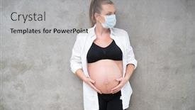  Presentation with viruses - PPT theme with pregnant-woman-in-protective-mask background and a light gray colored foreground