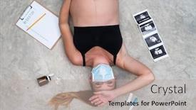  Presentation with viruses - PPT theme enhanced with pregnant-woman-in-protective-mask background and a light gray colored foreground