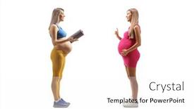  Presentation with exercise mat - Presentation design with pregnant-woman-in-sportswear background and a  colored foreground