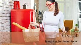  Presentation with pregnant woman - Slides featuring pregnant-woman-in-the-kitchen background and a coral colored foreground