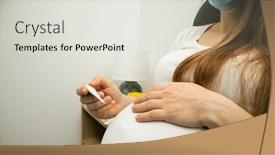  Presentation with pregnant woman - Theme enhanced with pregnant-woman-is-checking background and a light gray colored foreground