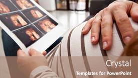  Presentation with woman child - Colorful PPT theme enhanced with pregnant-woman-is-looking backdrop and a coral colored foreground
