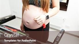  Presentation with running treadmill - Amazing PPT layouts having pregnant-woman-is-running backdrop and a tawny brown colored foreground