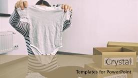  Presentation with baby clothes - Cool new slides with pregnant-woman-is-sorting-baby backdrop and a coral colored foreground