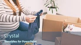  Presentation with baby clothes - PPT layouts featuring pregnant-woman-is-sorting-baby background and a ocean colored foreground