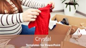  Presentation with baby clothes - Beautiful theme featuring pregnant-woman-is-sorting-baby backdrop and a coral colored foreground